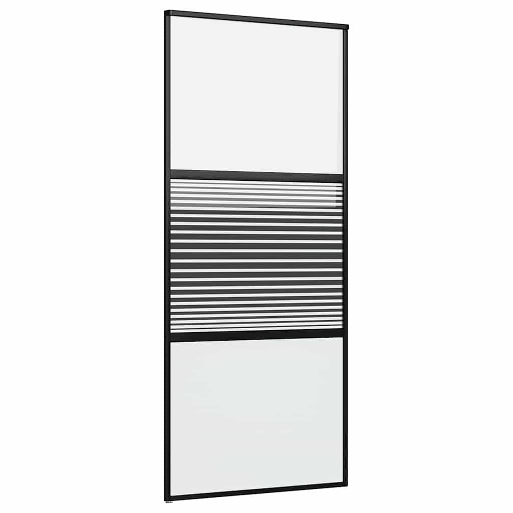 Schiebetür Schwarz 90 x 205 cm Gehärtetes Glas, Aluminium