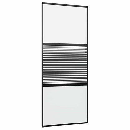 Schiebetür Schwarz 90 x 205 cm Gehärtetes Glas, Aluminium