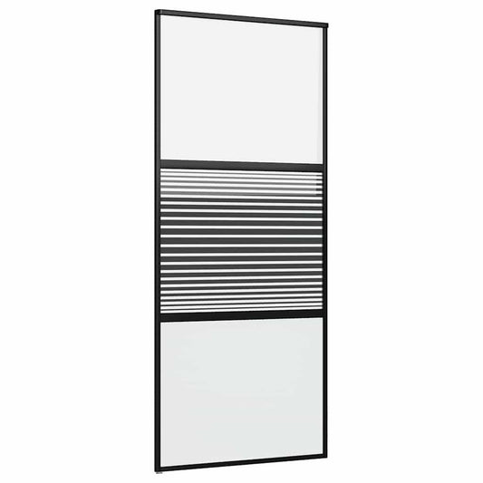 Schiebetür Schwarz 90 x 205 cm Gehärtetes Glas, Aluminium