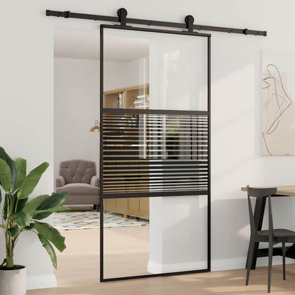 Schiebetür Schwarz 102.5 x 205 cm Gehärtetes Glas, Aluminium