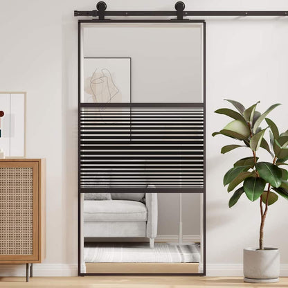 Schiebetür Schwarz 102.5 x 205 cm Gehärtetes Glas, Aluminium