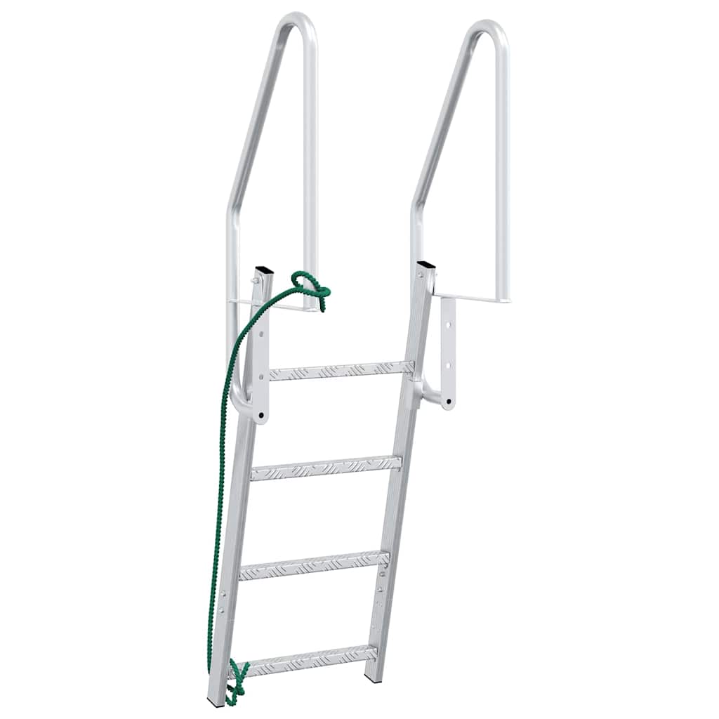 Dockleiter 4-Stufen Silber 58 x 77 x 166 cm Aluminium