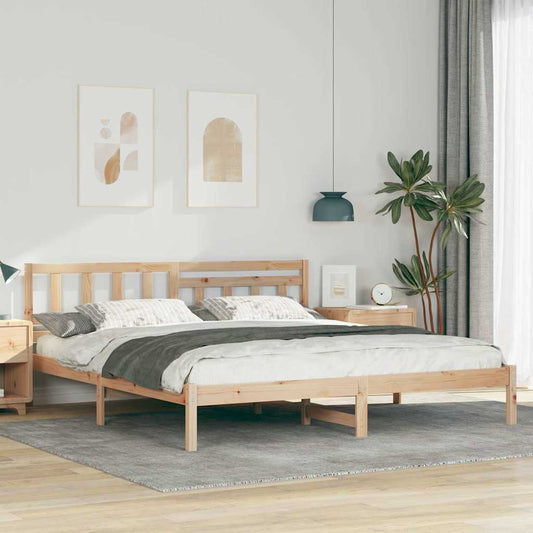 Bettgestell mit Kopfteil Braun 200 x 200 cm Massivholz Kiefer