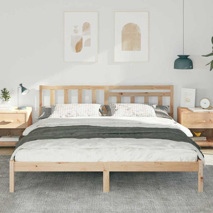 Bettgestell mit Kopfteil Braun 200 x 200 cm Massivholz Kiefer