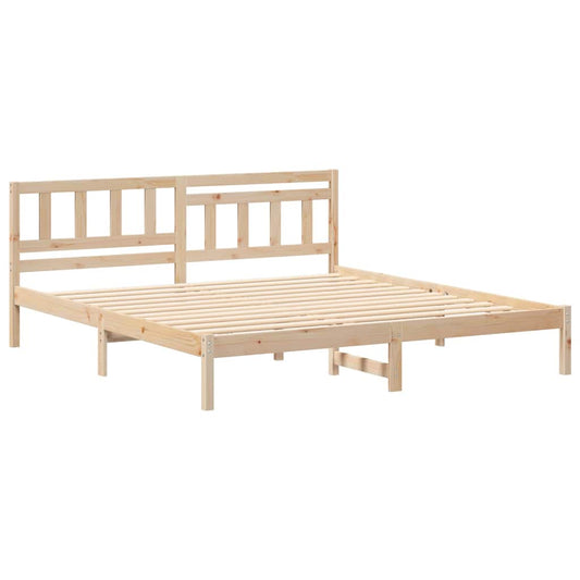 Bettgestell mit Kopfteil Braun 200 x 200 cm Massivholz Kiefer