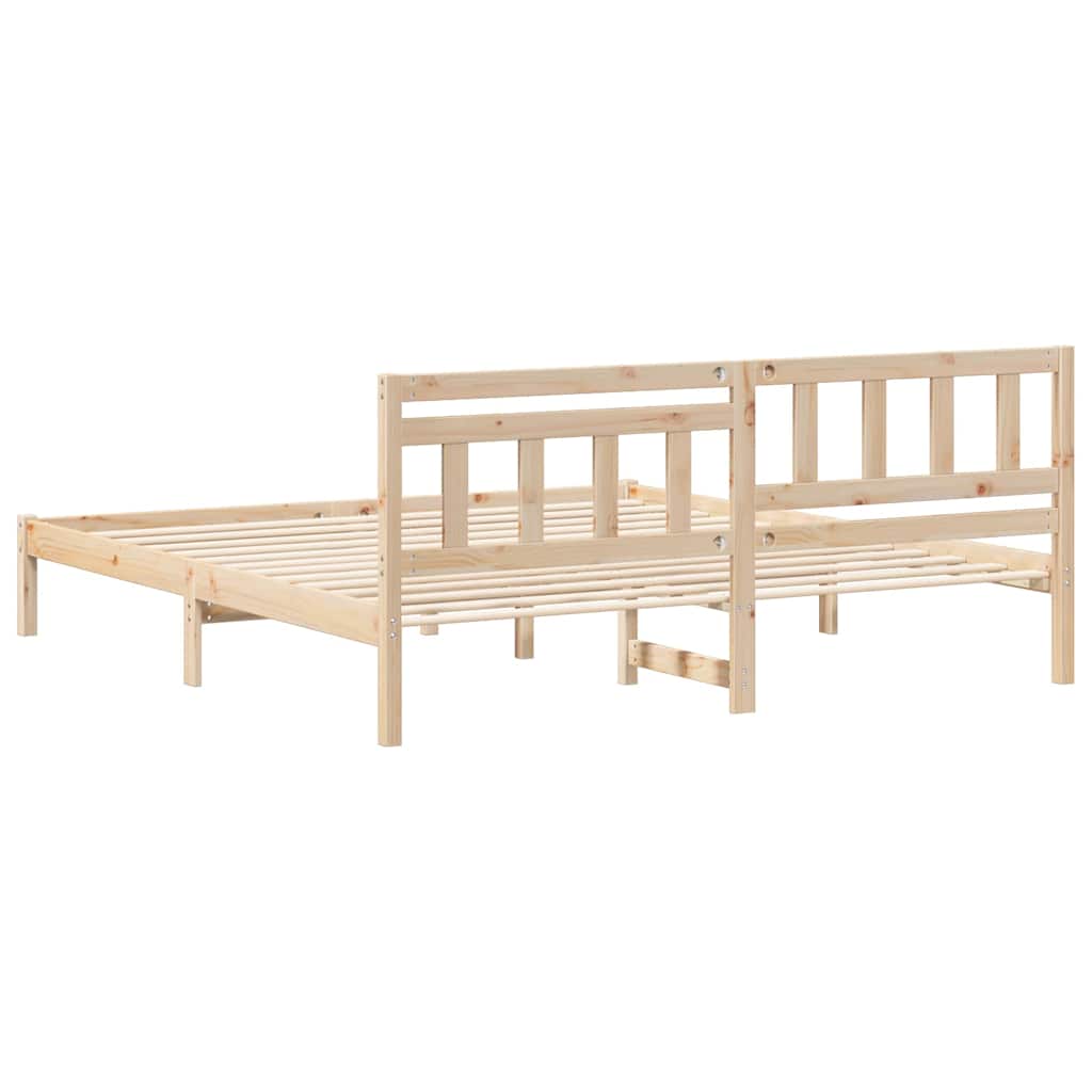 Bettgestell mit Kopfteil Braun 200 x 200 cm Massivholz Kiefer