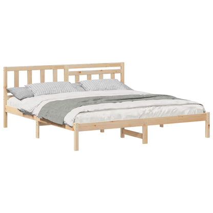 Bettgestell mit Kopfteil Braun 200 x 200 cm Massivholz Kiefer