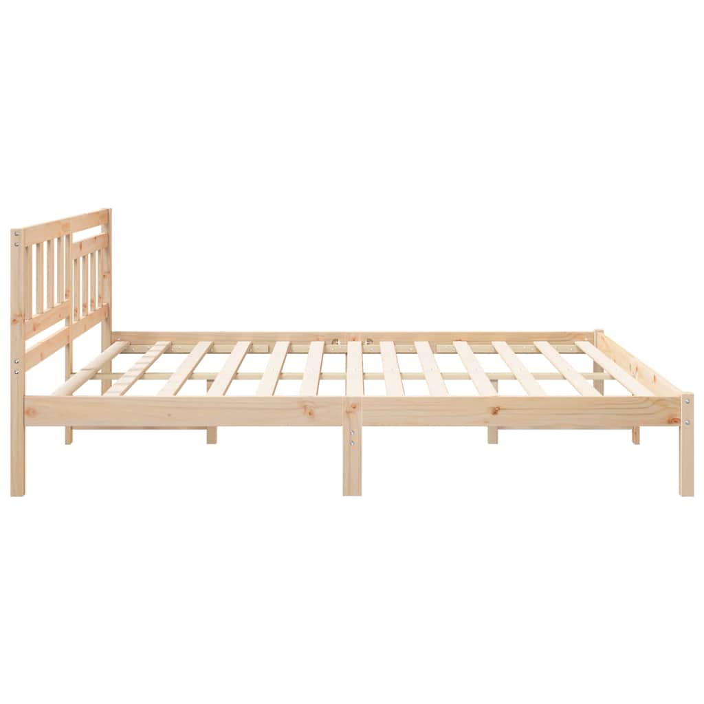 Bettgestell mit Kopfteil Braun 200 x 200 cm Massivholz Kiefer