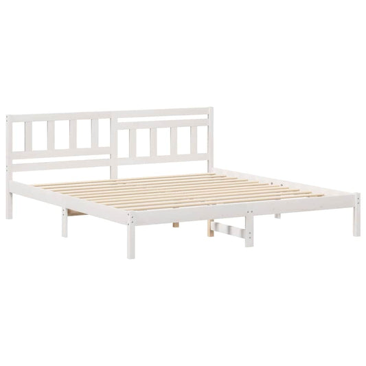 Bettgestell mit Kopfteil Weiß 200 x 200 cm Massivholz Kiefer