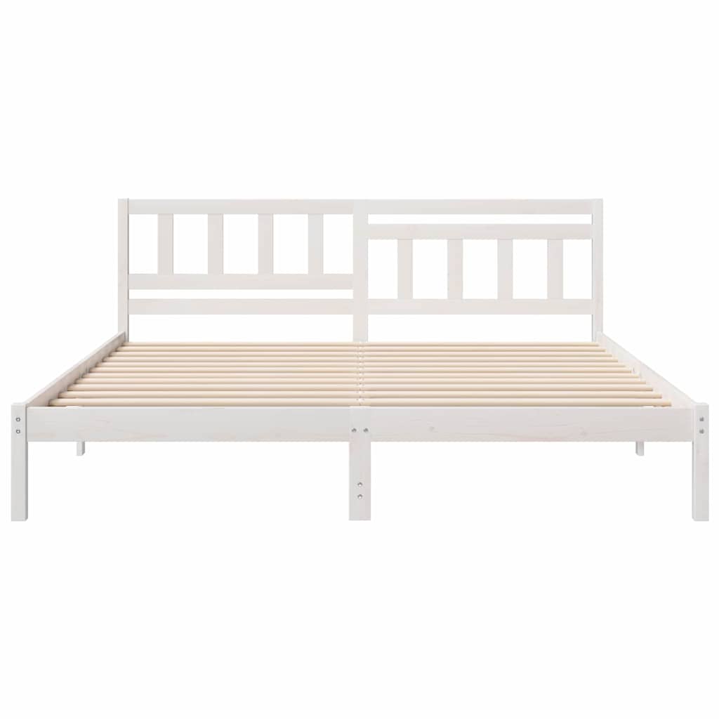 Bettgestell mit Kopfteil Weiß 200 x 200 cm Massivholz Kiefer