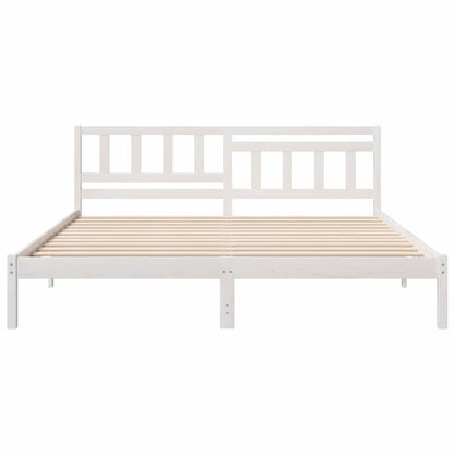 Bettgestell mit Kopfteil Weiß 200 x 200 cm Massivholz Kiefer