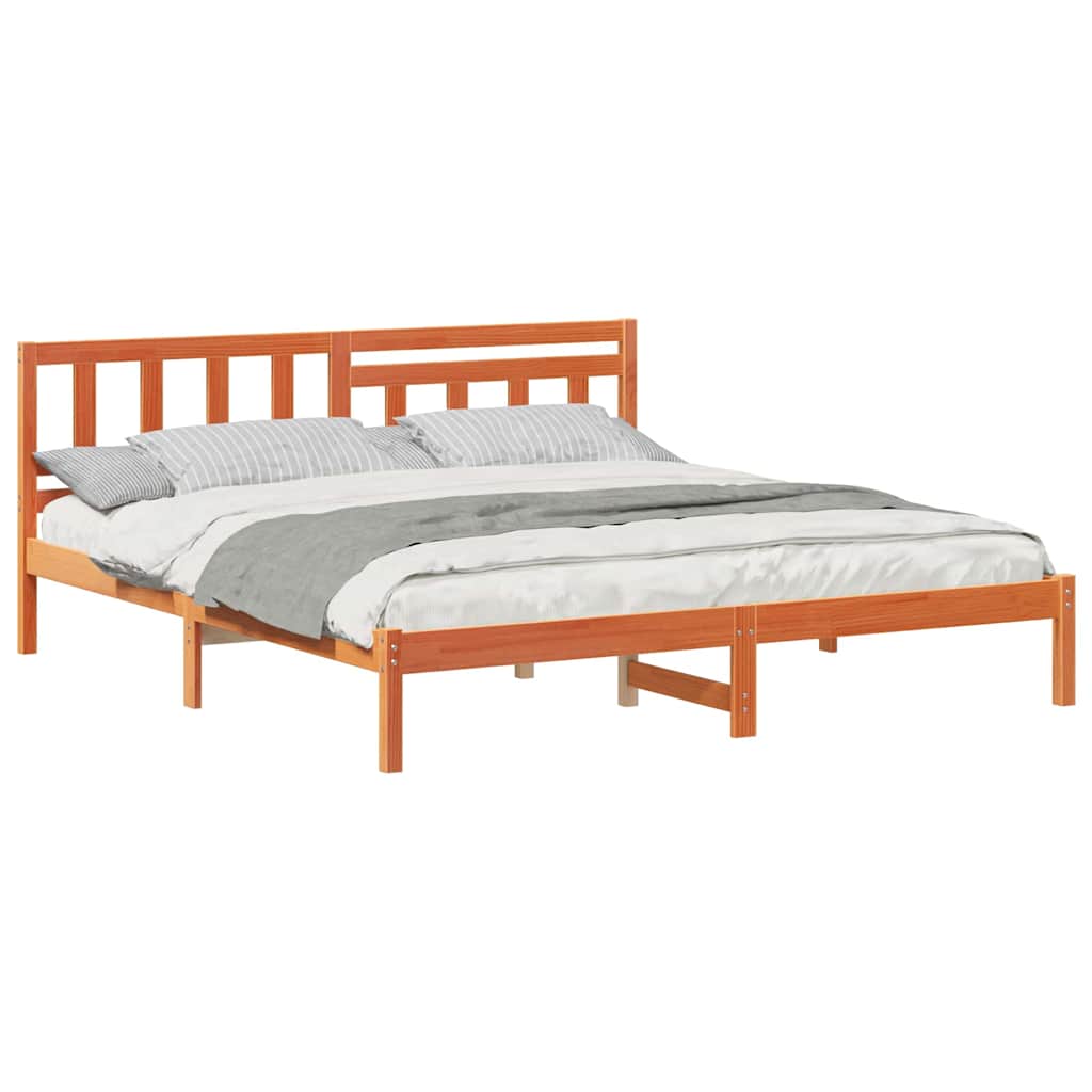 Bettgestell Wachsbraun 200 x 200 cm Massivholz Kiefer