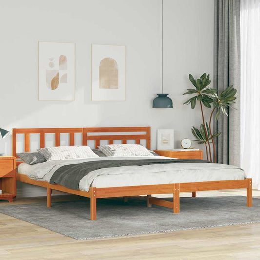 Bettgestell Wachsbraun 180 x 200 cm Massivholz Kiefer