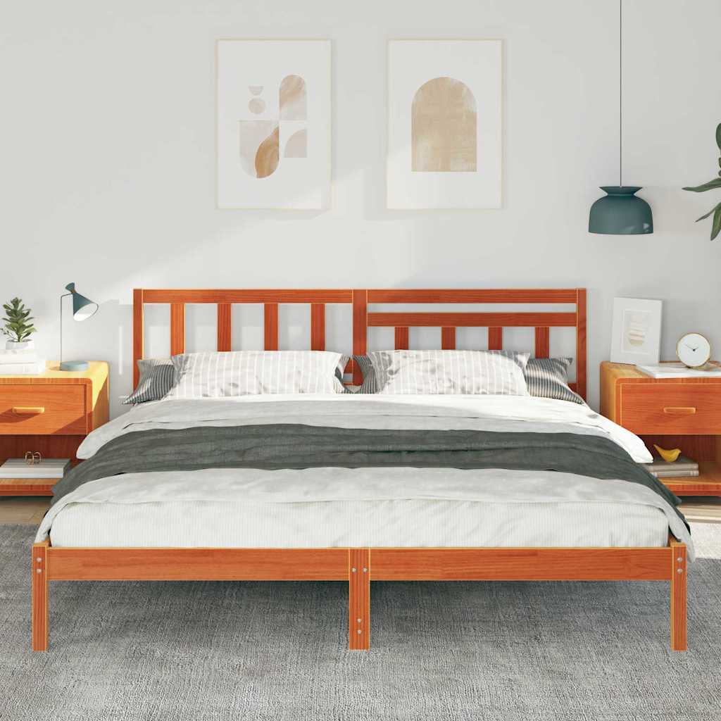 Bettgestell Wachsbraun 180 x 200 cm Massivholz Kiefer