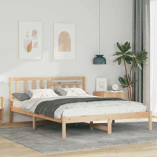 Bettgestell mit Kopfteil Braun 160 x 200 cm Massivholz Kiefer