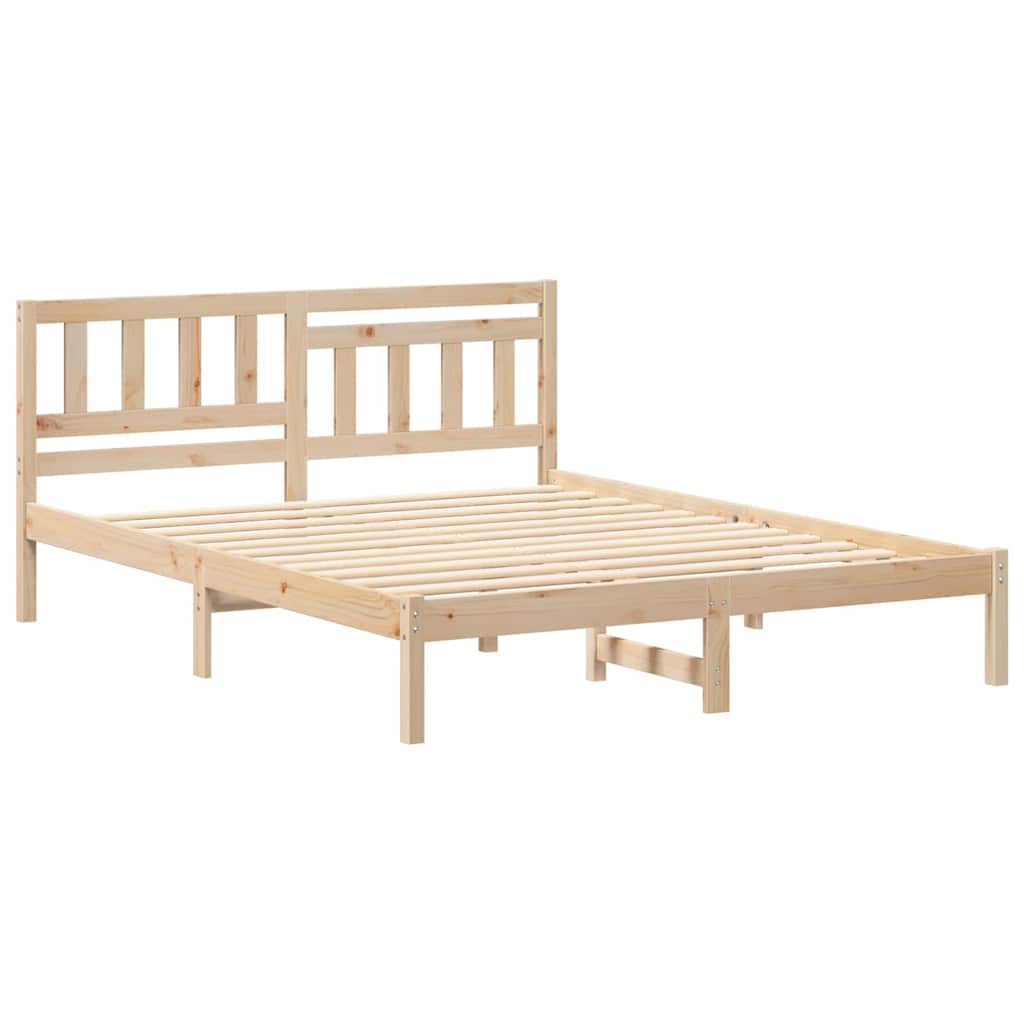Bettgestell mit Kopfteil Braun 150 x 200 cm Massivholz Kiefer