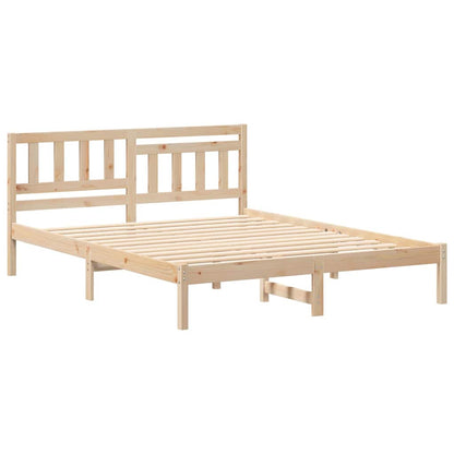 Bettgestell mit Kopfteil Braun 150 x 200 cm Massivholz Kiefer