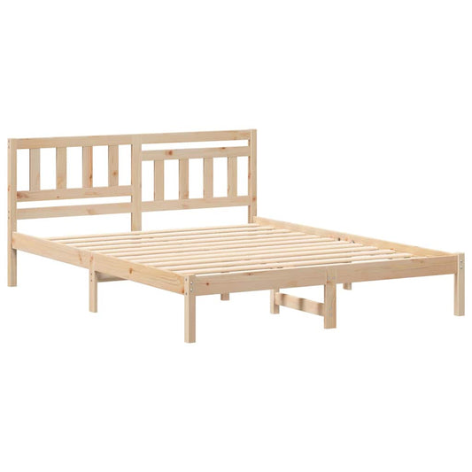 Bettgestell mit Kopfteil Braun 150 x 200 cm Massivholz Kiefer