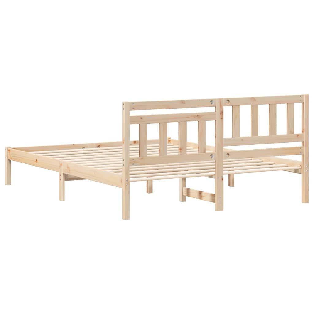 Bettgestell mit Kopfteil Braun 150 x 200 cm Massivholz Kiefer