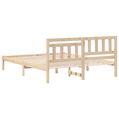 Bettgestell mit Kopfteil Braun 150 x 200 cm Massivholz Kiefer