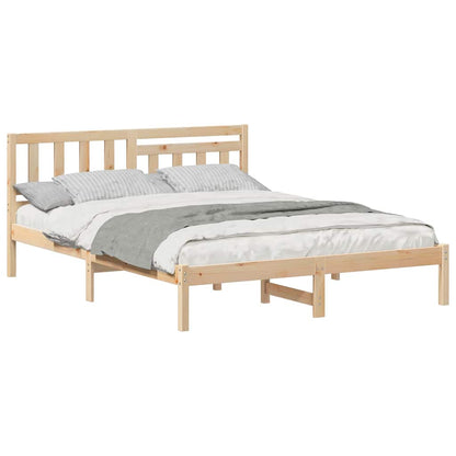 Bettgestell mit Kopfteil Braun 150 x 200 cm Massivholz Kiefer