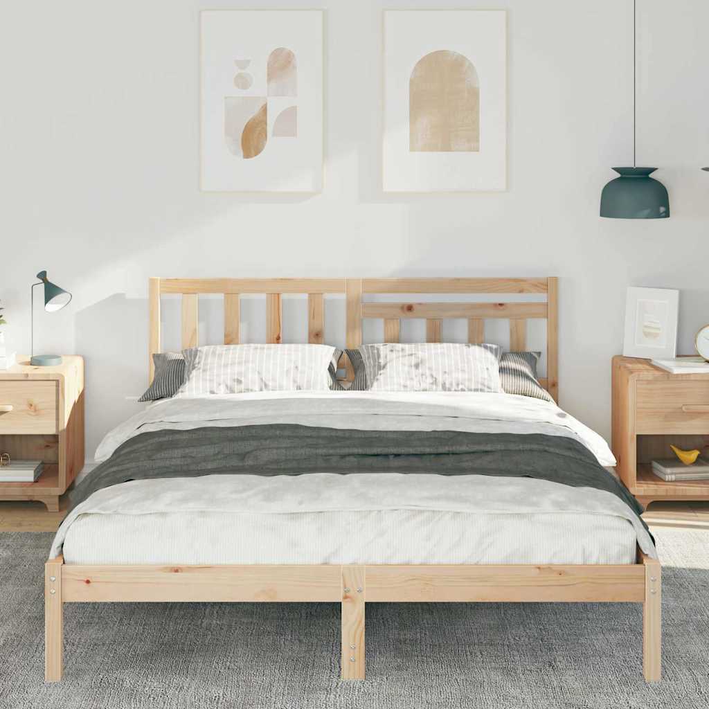 Bettgestell mit Kopfteil Braun 140 x 200 cm Massivholz Kiefer