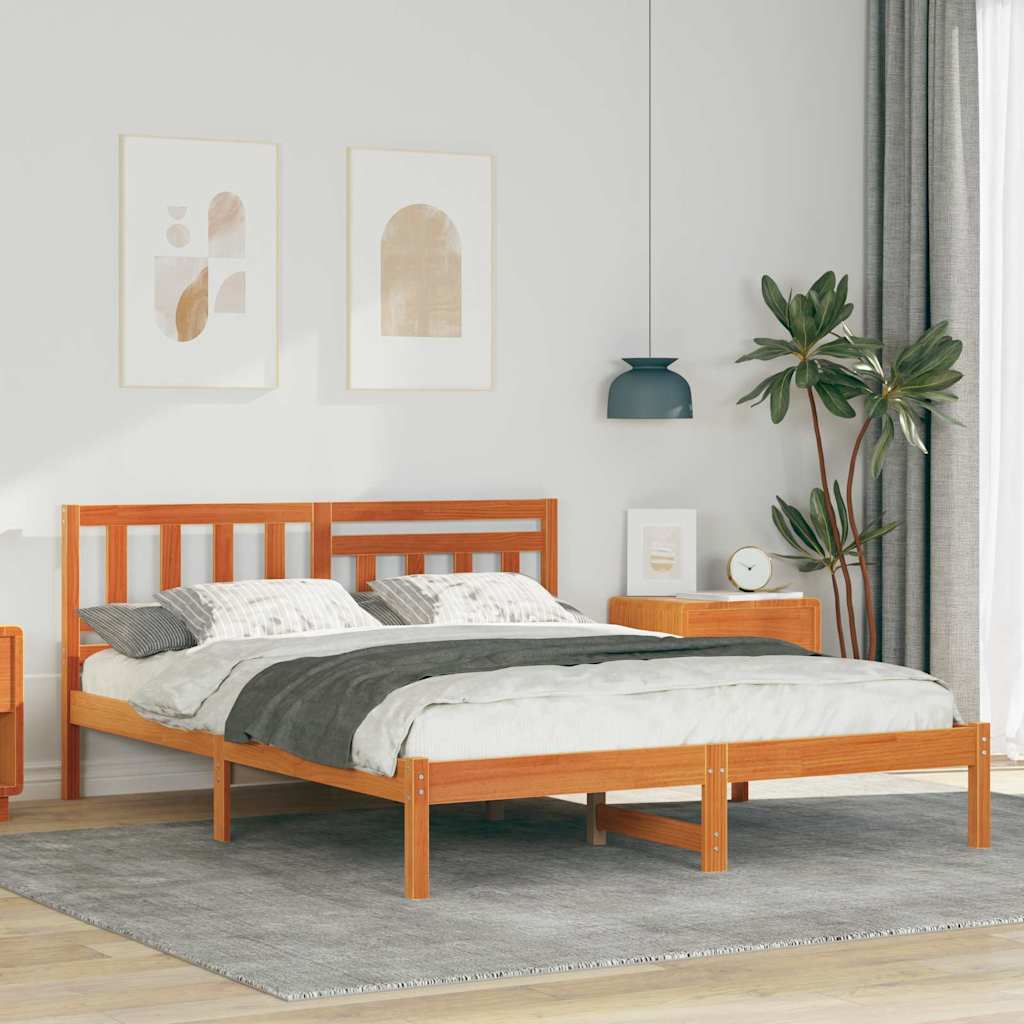 Bettgestell Wachsbraun 120 x 200 cm Massivholz Kiefer