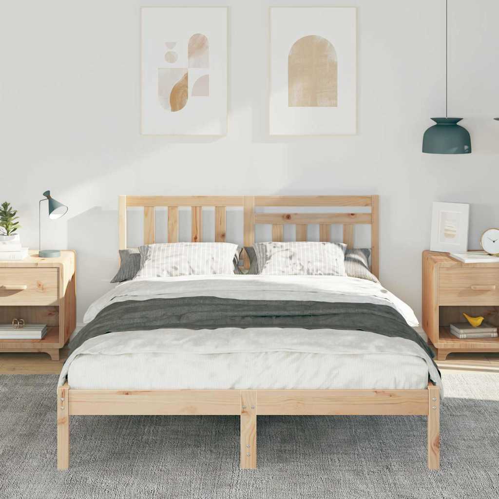 Bettgestell mit Kopfteil Braun 135 x 190 cm Massivholz Kiefer