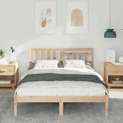 Bettgestell mit Kopfteil Braun 135 x 190 cm Massivholz Kiefer