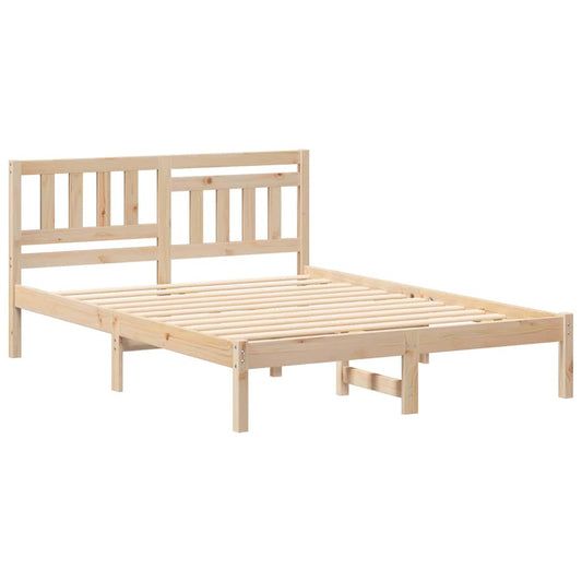 Bettgestell mit Kopfteil Braun 135 x 190 cm Massivholz Kiefer