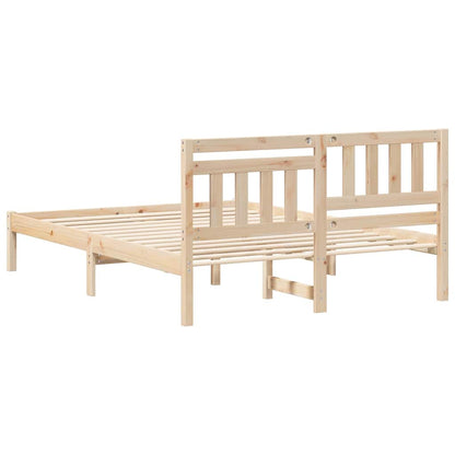 Bettgestell mit Kopfteil Braun 135 x 190 cm Massivholz Kiefer
