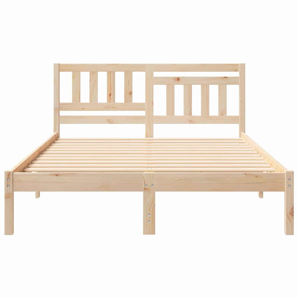 Bettgestell mit Kopfteil Braun 135 x 190 cm Massivholz Kiefer