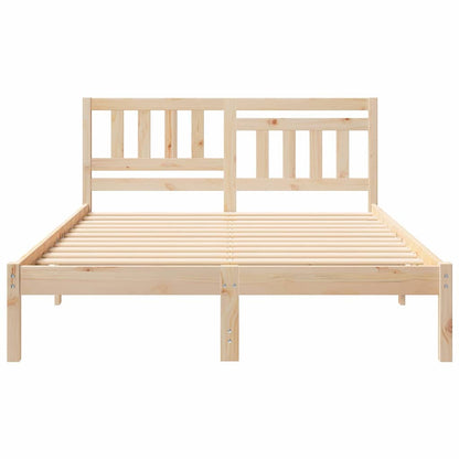 Bettgestell mit Kopfteil Braun 135 x 190 cm Massivholz Kiefer