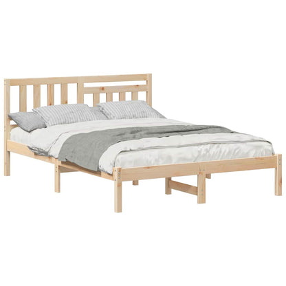 Bettgestell mit Kopfteil Braun 135 x 190 cm Massivholz Kiefer