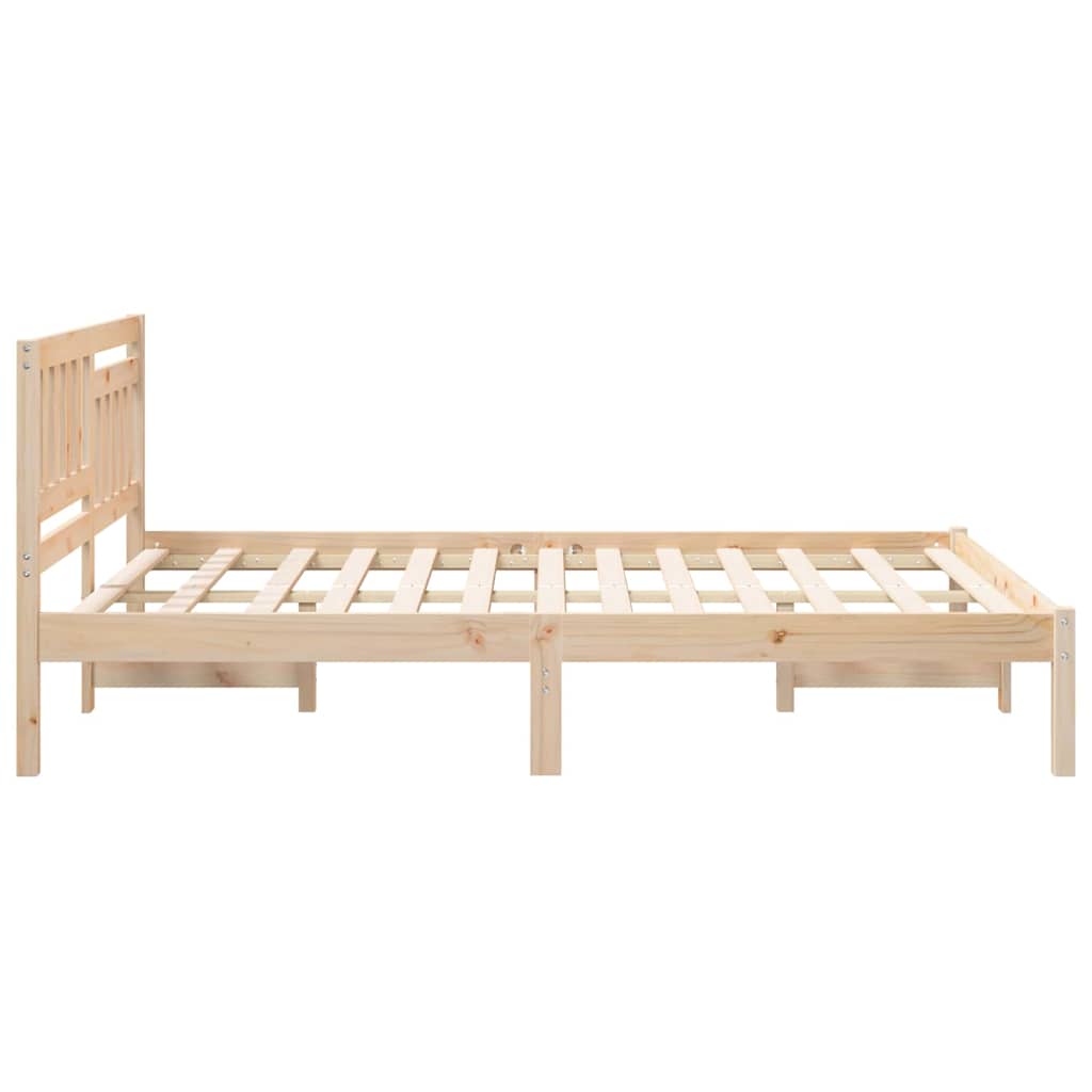 Bettgestell mit Kopfteil Braun 135 x 190 cm Massivholz Kiefer