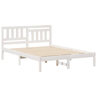 Bettgestell mit Kopfteil Weiß 135 x 190 cm Massivholz Kiefer