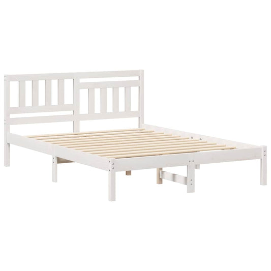 Bettgestell mit Kopfteil Weiß 135 x 190 cm Massivholz Kiefer