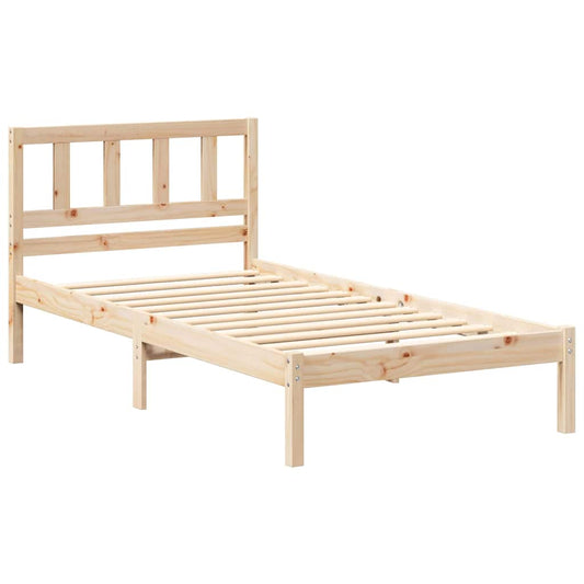 Bettgestell mit Kopfteil Braun 90 x 190 cm Massivholz Kiefer
