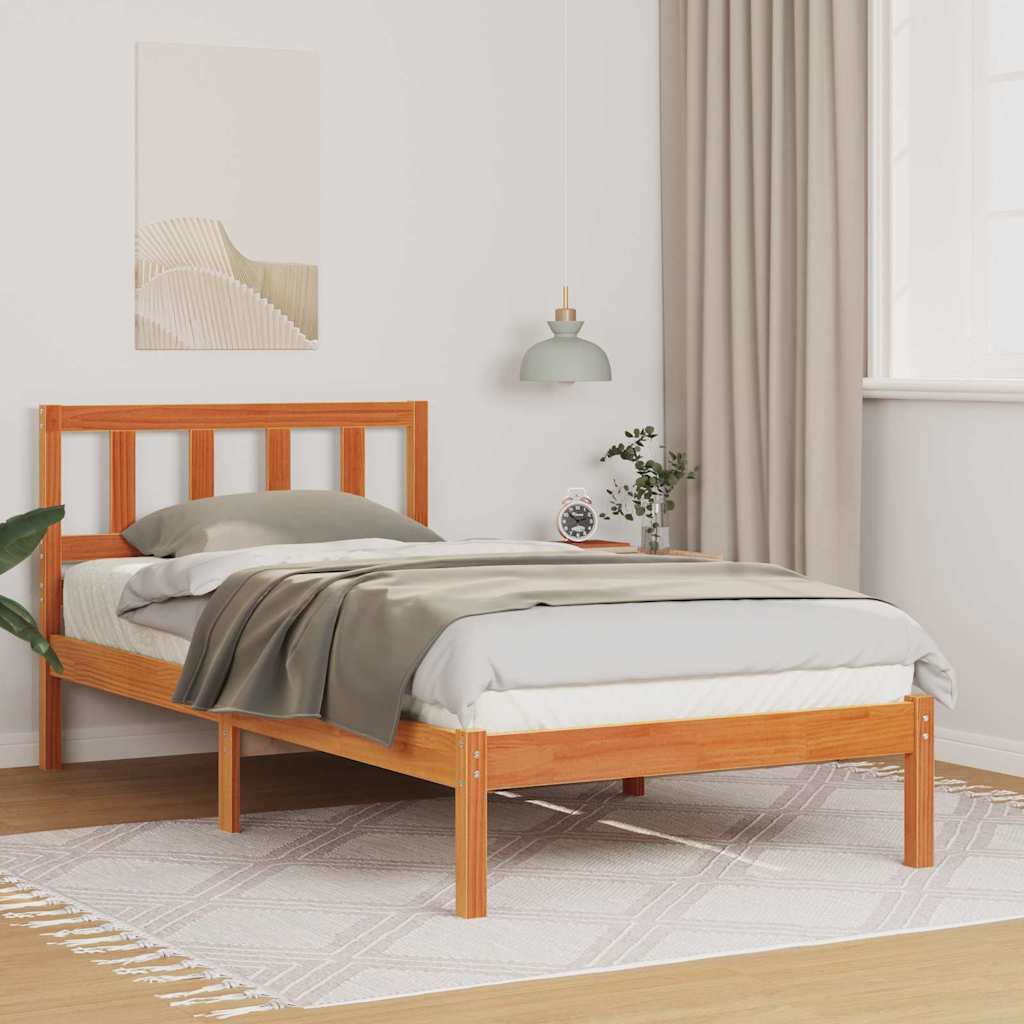 Bettgestell Wachsbraun 90 x 190 cm Massivholz Kiefer