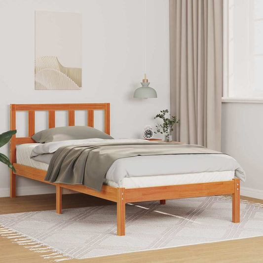 Bettgestell Wachsbraun 90 x 190 cm Massivholz Kiefer