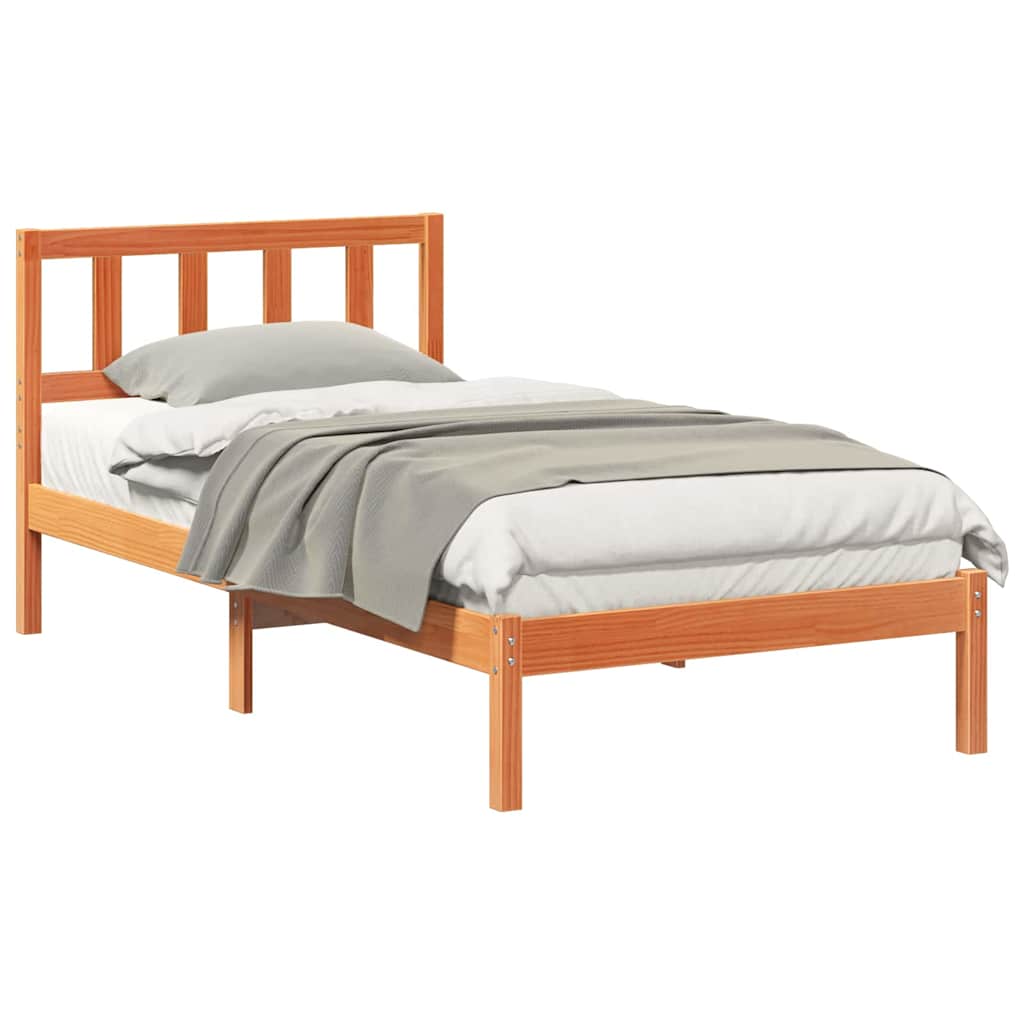 Bettgestell Wachsbraun 90 x 190 cm Massivholz Kiefer