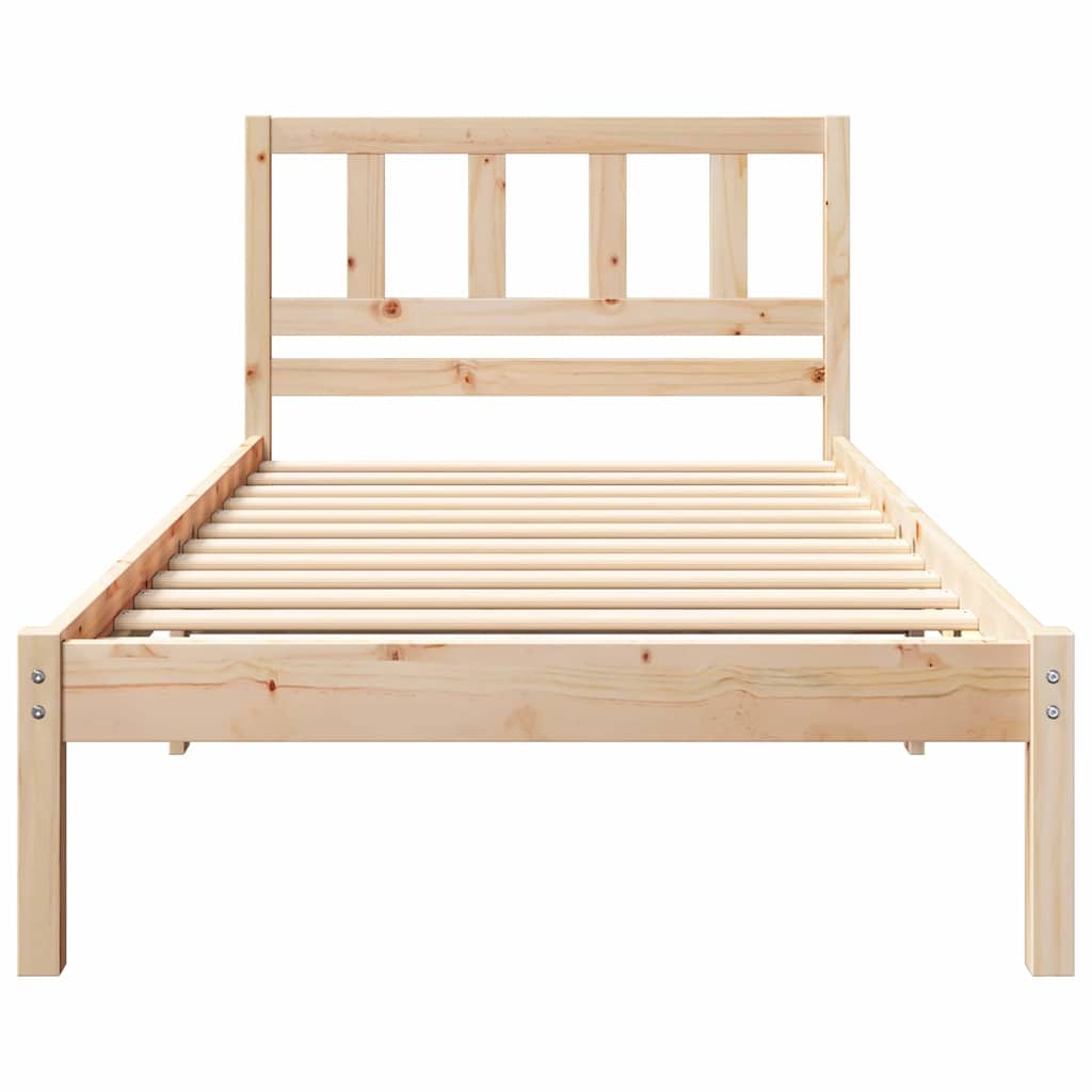 Bettgestell mit Kopfteil Braun 75 x 190 cm Massivholz Kiefer