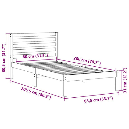 Bettgestell Wachsbraun 80 x 200 cm Massivholz Kiefer