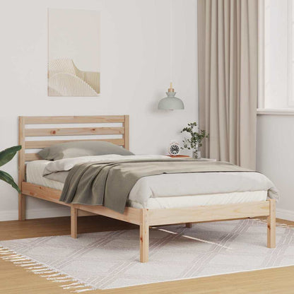 Bettgestell mit Kopfteil Braun 90 x 190 cm Massivholz Kiefer