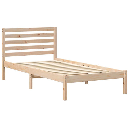 Bettgestell mit Kopfteil Braun 90 x 190 cm Massivholz Kiefer