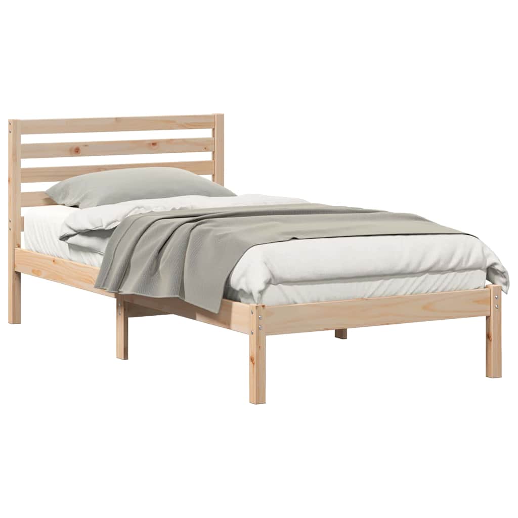 Bettgestell mit Kopfteil Braun 90 x 190 cm Massivholz Kiefer
