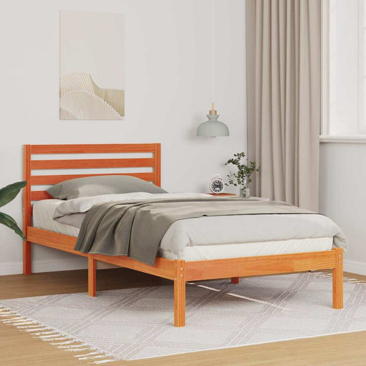 Bettgestell Wachsbraun 90 x 190 cm Massivholz Kiefer