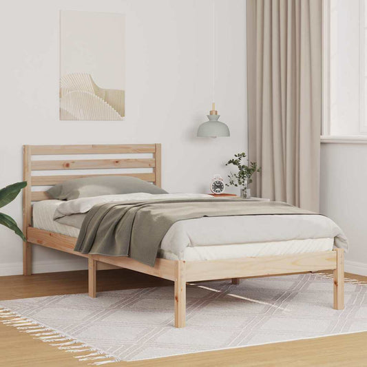 Bettgestell mit Kopfteil Braun 75 x 190 cm Massivholz Kiefer