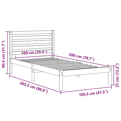 Bettgestell mit Kopfteil Weiß 75 x 190 cm Massivholz Kiefer