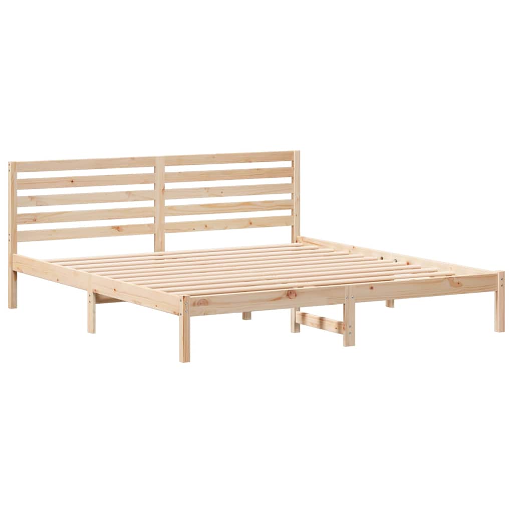 Bettgestell mit Kopfteil Braun 200 x 200 cm Massivholz Kiefer